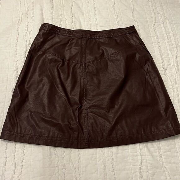 Free People Womens Fake Out Faux Leather Wrap Skirt in Oxblood - Picture 5 of 6